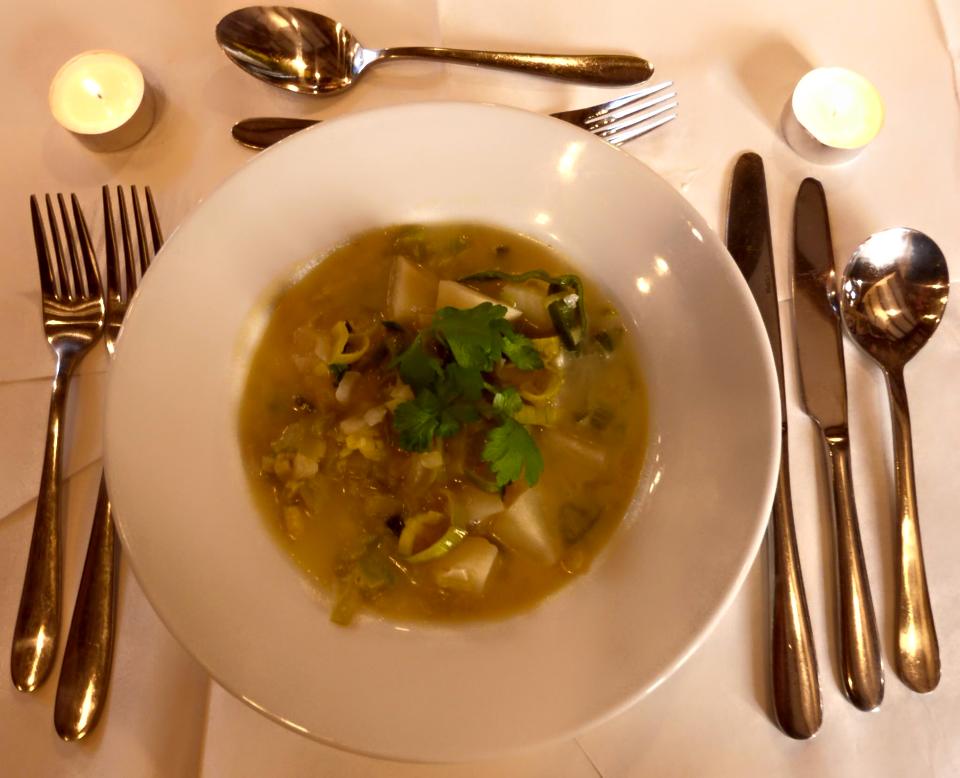 Homemade leek and potato soup